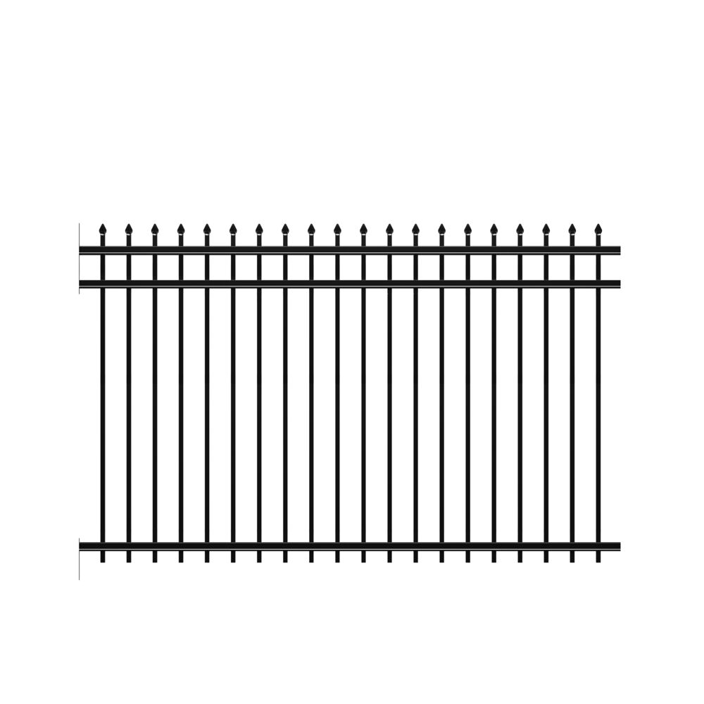 Freedom Providence 8-ft W Black Aluminum Spaced Picket Pressed-point Decorative Fence Panel