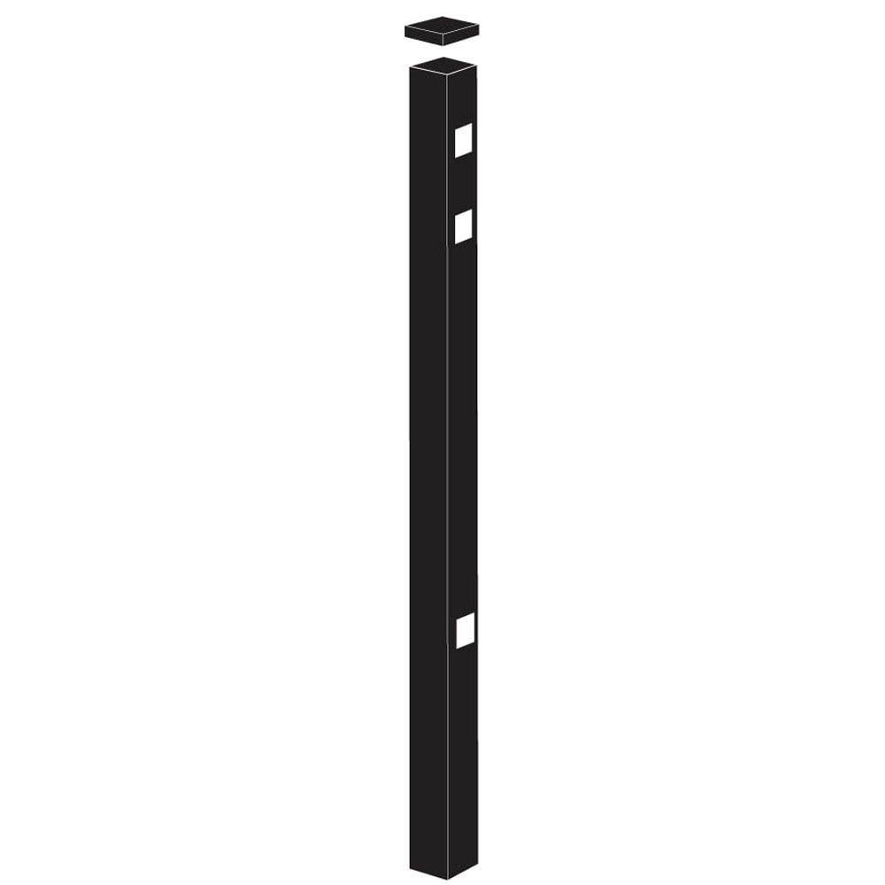 Freedom Providence 6-ft H x 2-in W Black Aluminum Spaced Picket Pressed-point Decorative End Fence Post