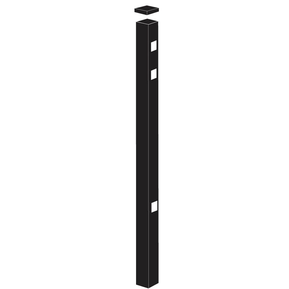 Freedom Concord/New Haven 7-ft H x 2-in W Black Aluminum Spaced Picket Flat-top Decorative End Fence Post
