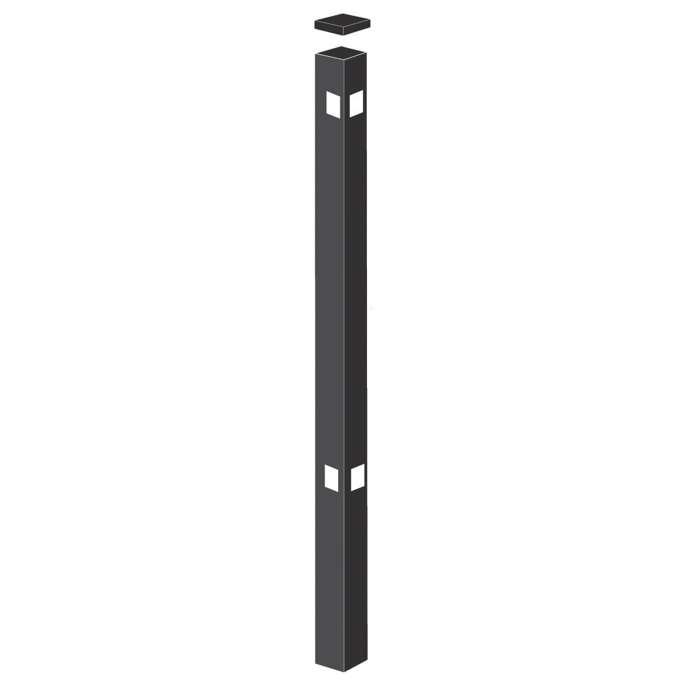Freedom Easton 6-ft H x 2-in W Black Aluminum Spaced Picket Dog Ear Decorative Corner Fence Post