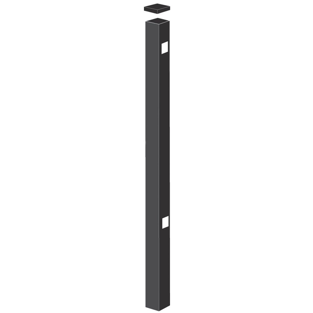 Freedom Easton 6-ft H x 2-in W Black Aluminum Spaced Picket Flat-top Decorative End Fence Post