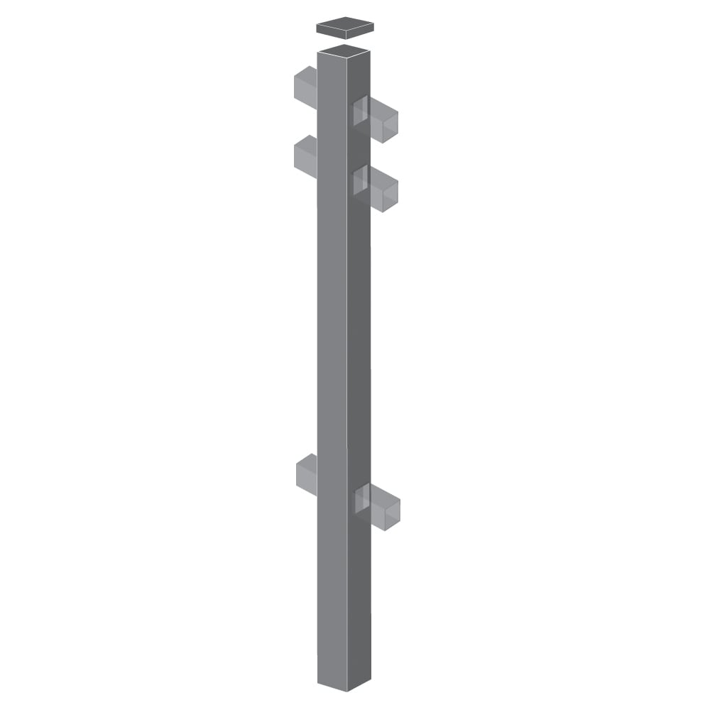 Freedom Concord/New Haven 7-ft H x 2-in W Pewter Aluminum Decorative Line Fence Post