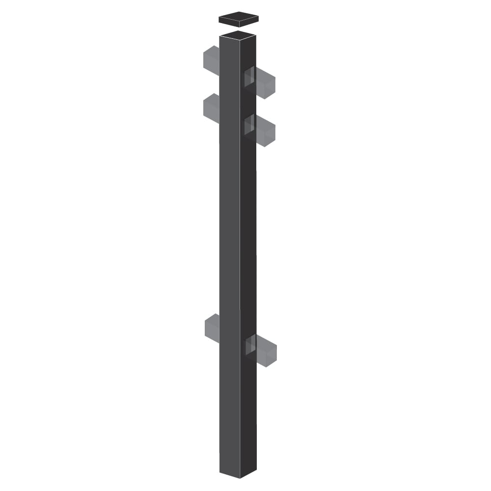 Freedom Concord/New Haven 7-ft H x 2-1/2-in W Black Aluminum Spaced Picket Flat-top Decorative Line Fence Post