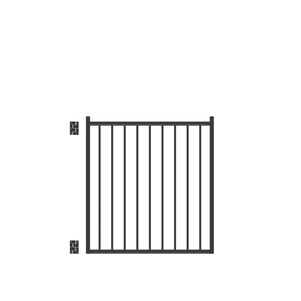 Freedom Easton 4-ft H x 4-ft W Black Aluminum Spaced Picket Flat-top Decorative Fence Gate