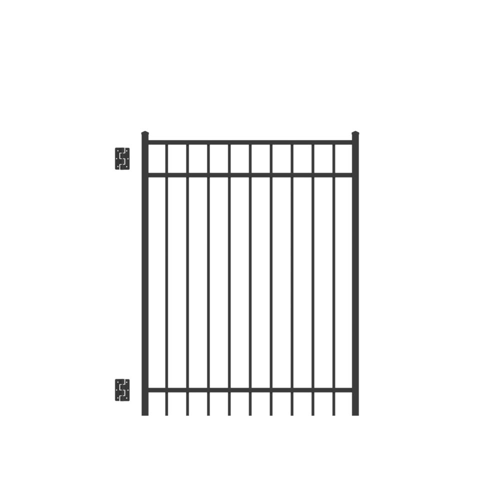 Freedom New Haven 5-ft H Black Aluminum Spaced Picket Flat-top Decorative Fence Gate