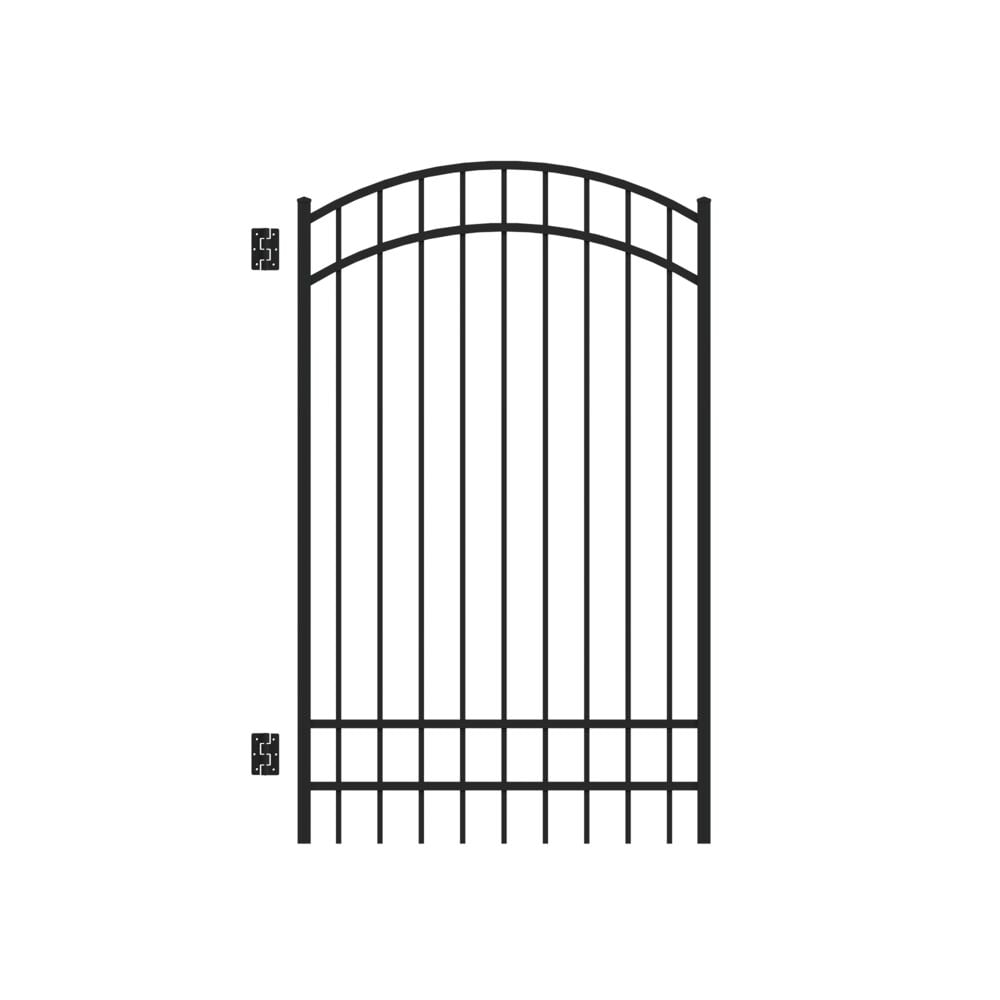 Freedom New Haven 6-ft H x 4-ft W Black Aluminum Spaced Picket Flat-top Decorative Fence Gate