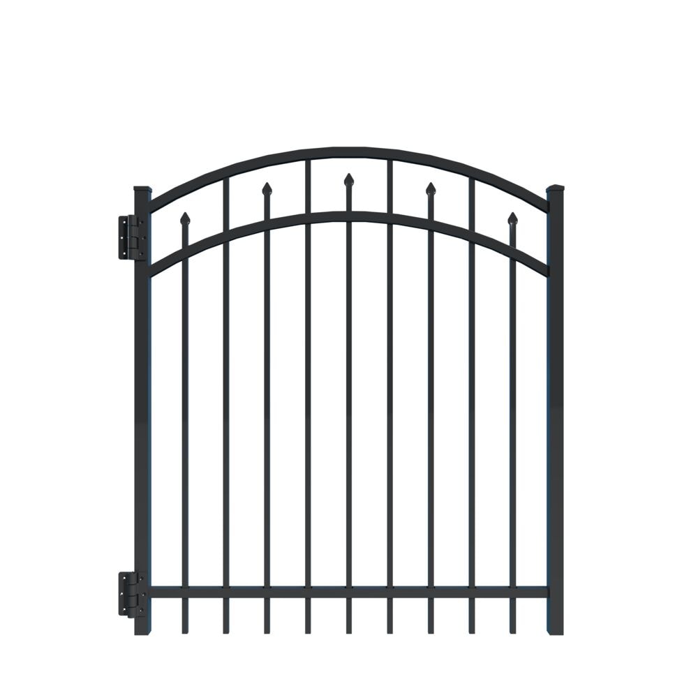 Freedom Concord 4-ft H x 4-ft W Black Aluminum Spaced Picket Arched-top Decorative Fence Gate