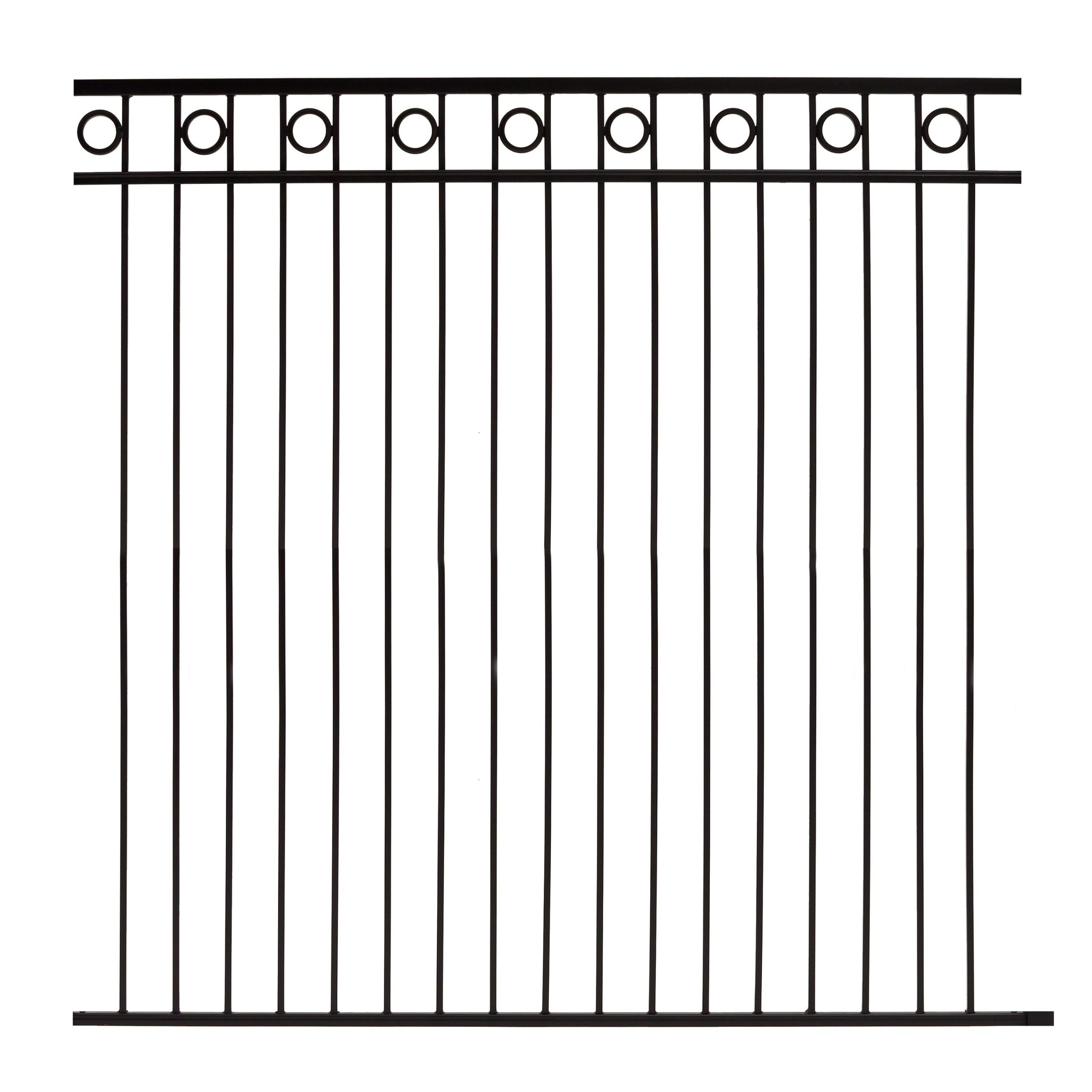 Gilpin 6-ft H x 6-ft W Black Steel Spaced Picket Flat-top Decorative Fence Panel