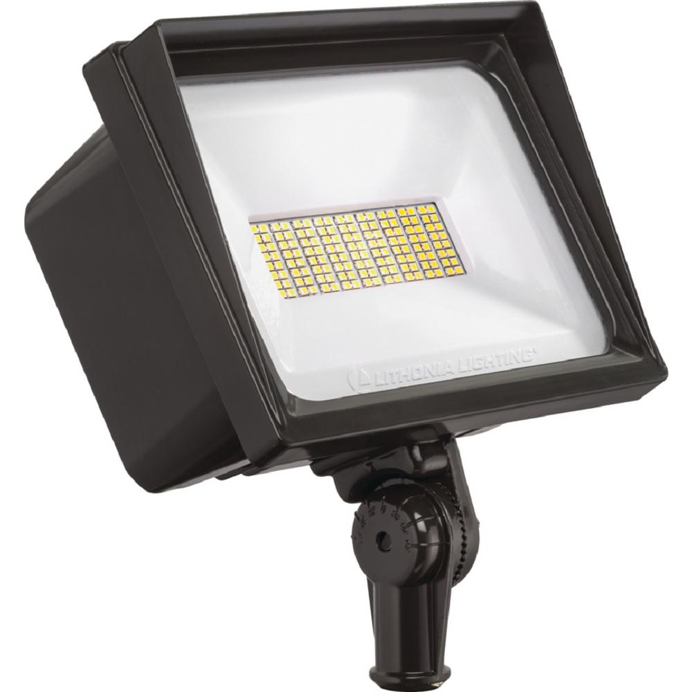 Lithonia Lighting Contractor Select QTE Line Voltage 500-Watt Equivalent Bronze Knuckle Mount Integrated LED Landscape Flood Light