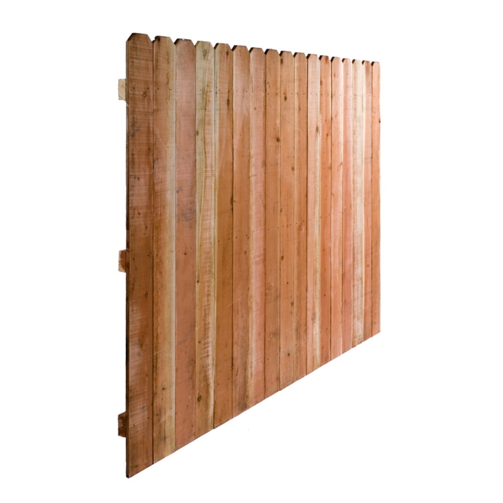 6-ft x 8-ft Redwood Dog Ear Privacy Fence Panel