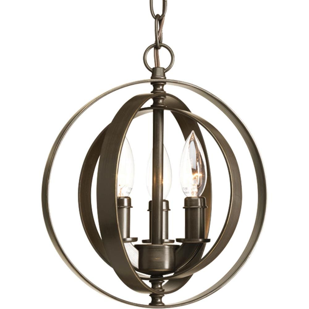 Progress Lighting Equinox 3-Light Antique Bronze Transitional Globe Medium Hanging Pendant Light