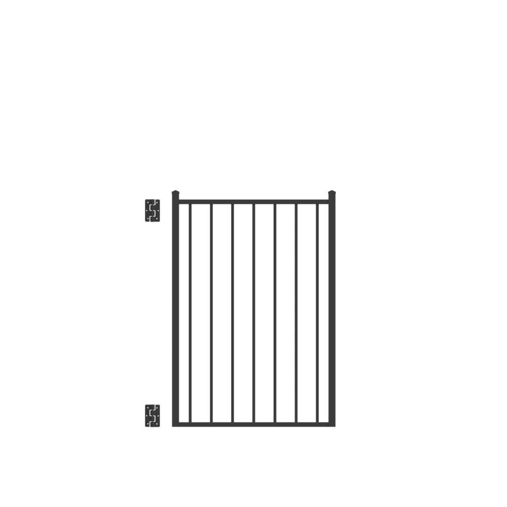Freedom Easton 4-ft H x 3-ft W Black Aluminum Decorative Walk-thru Fence Gate