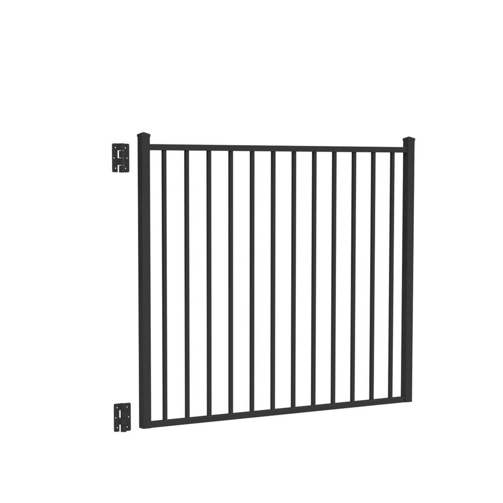 Freedom Easton 4-ft H x 5-ft W Black Aluminum Decorative Walk-thru Fence Gate