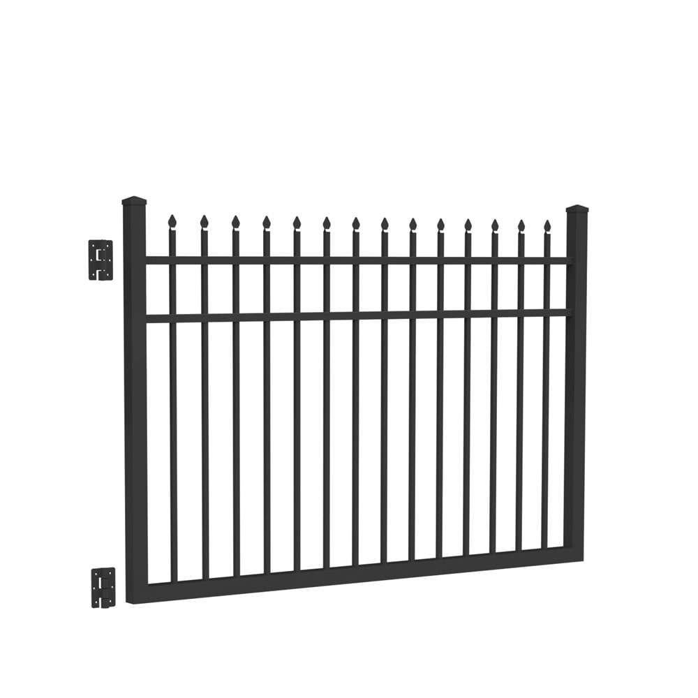 Freedom Providence Black Aluminum Spaced Picket Arched-top Decorative Fence Gate