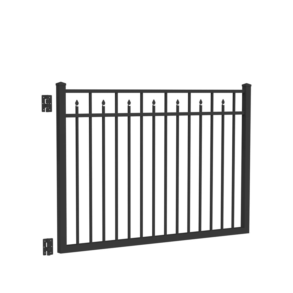 Freedom Concord 4-ft H Black Aluminum Spaced Picket Flat-top Decorative Fence Gate