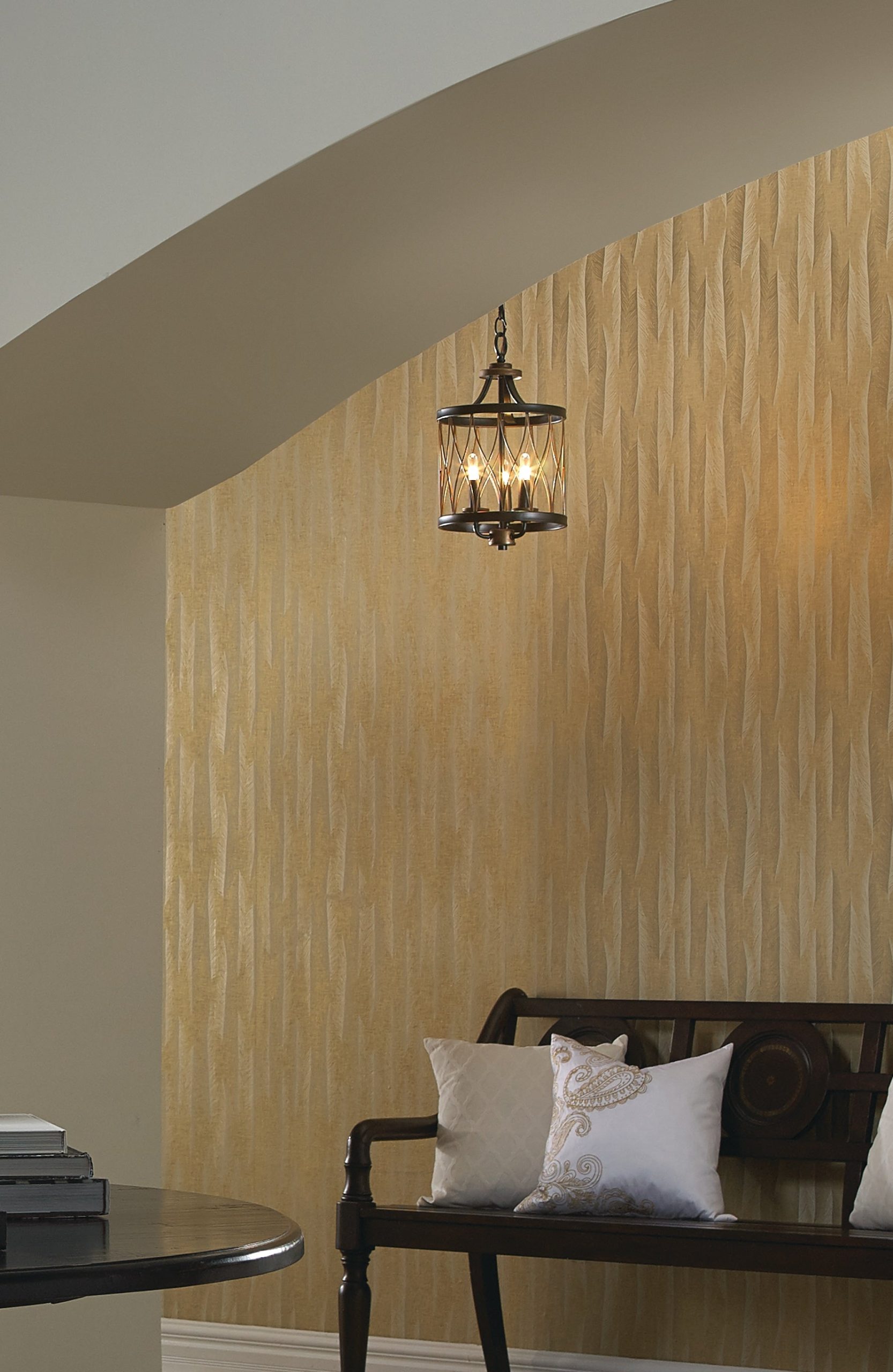 Kichler Brookglen 3-Light Black with Gold Tone French Country/Cottage Drum Mini Hanging Pendant Light