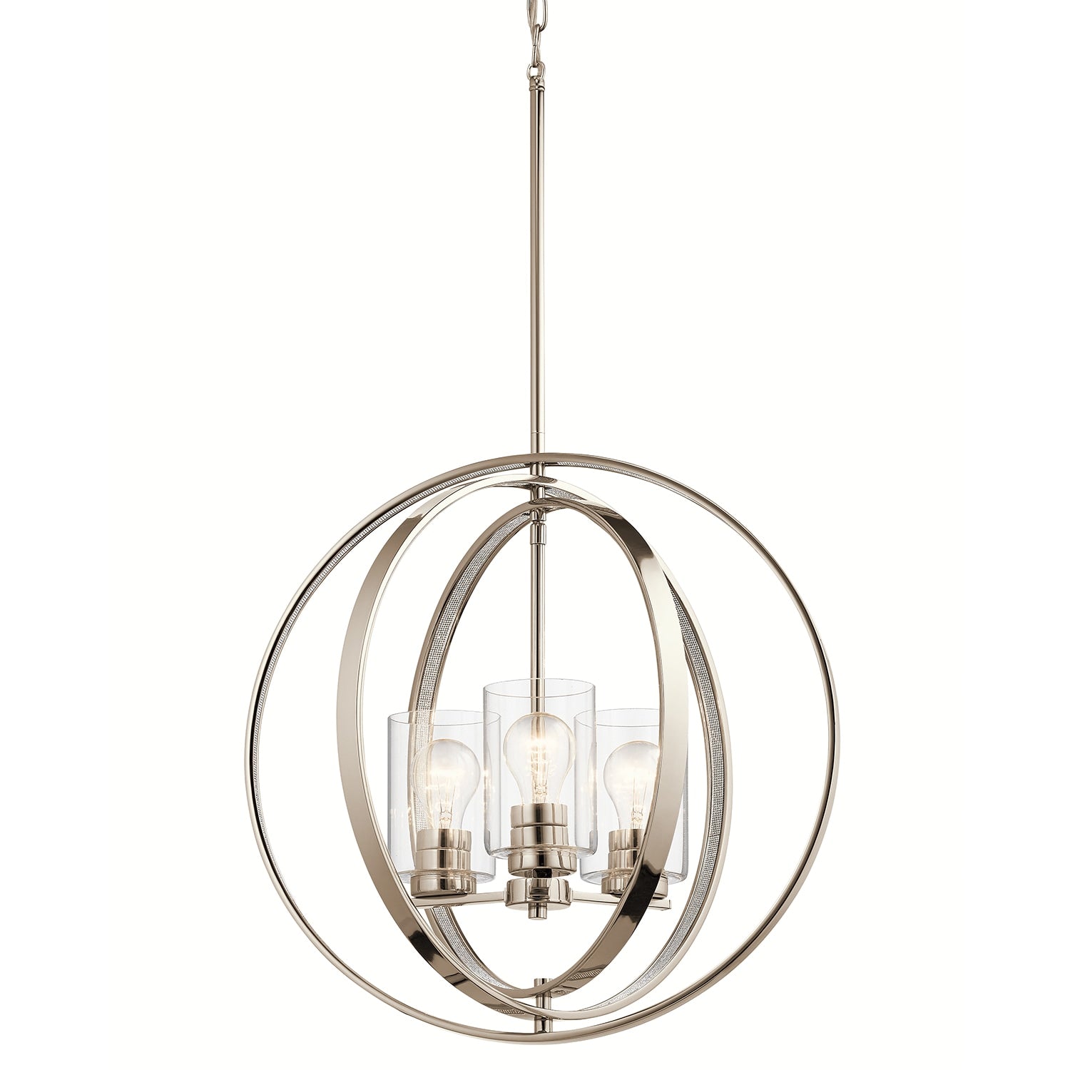 Kichler Angelica 3-Light Polished Nickel Modern/Contemporary Clear Glass Globe Medium Hanging Pendant Light