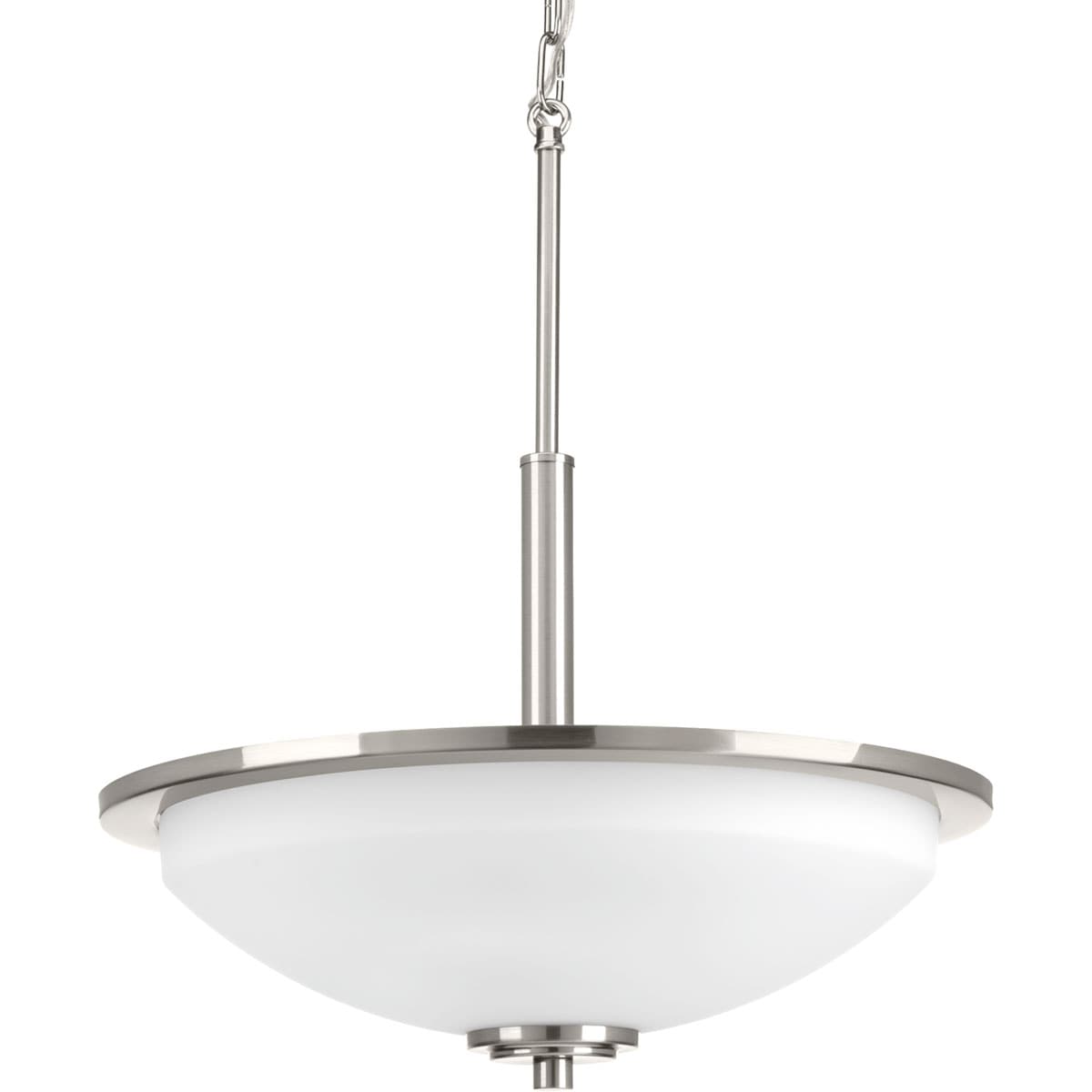 Progress Lighting Replay 3-Light Brushed Nickel Transitional Etched Glass Bowl Medium Hanging Pendant Light