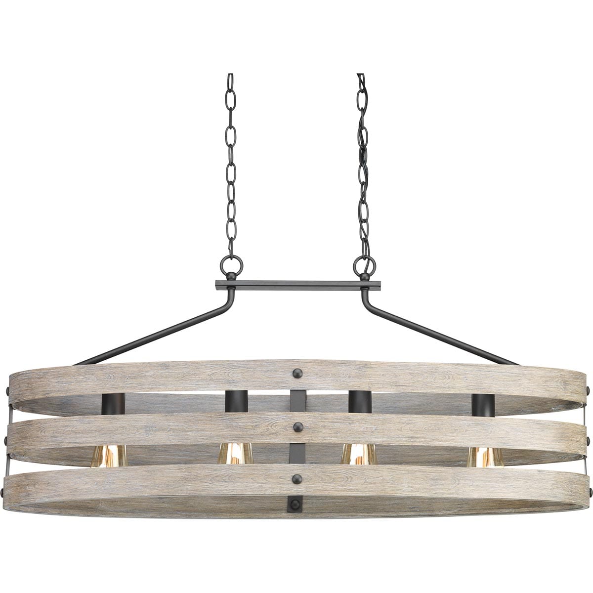 Progress Lighting Gulliver 4-Light Graphite Farmhouse Linear Large Hanging Kitchen Island Light