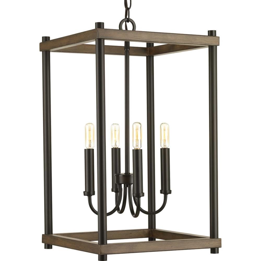 Progress Lighting Fontayne 4-Light Antique Bronze Industrial Square Medium Hanging Pendant Light