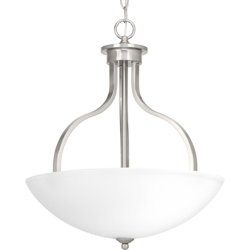 Progress Lighting Laird 3-Light Brushed Nickel Transitional Etched Glass Bowl Medium Hanging Pendant Light