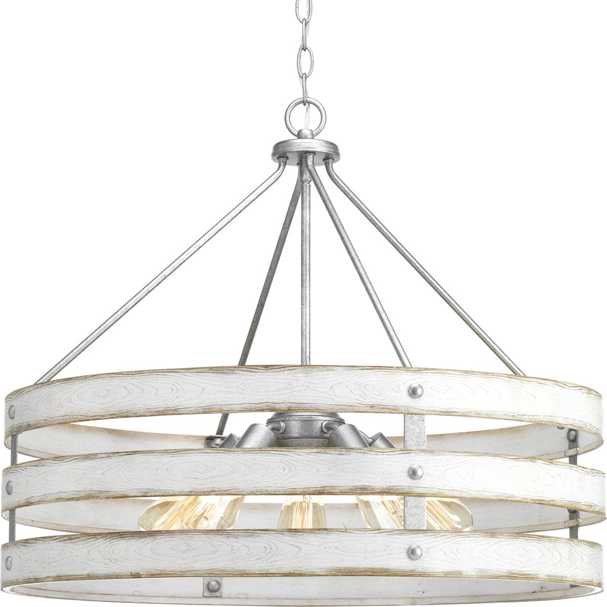 Progress Lighting Gulliver 5-Light Galvanized Industrial Drum Large Hanging Pendant Light