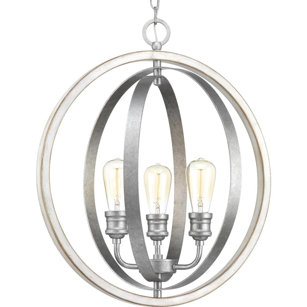 Progress Lighting Conestee 3-Light Galvanized Coastal Globe Medium Hanging Pendant Light