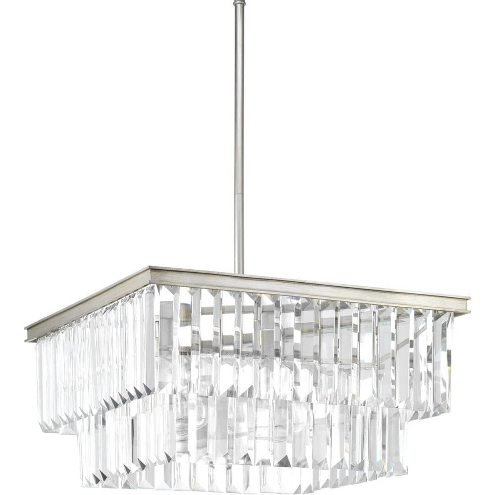 Progress Lighting Glimmer 4-Light Aged Bronze Farmhouse Clear Glass Linear Medium Hanging Kitchen Island Light