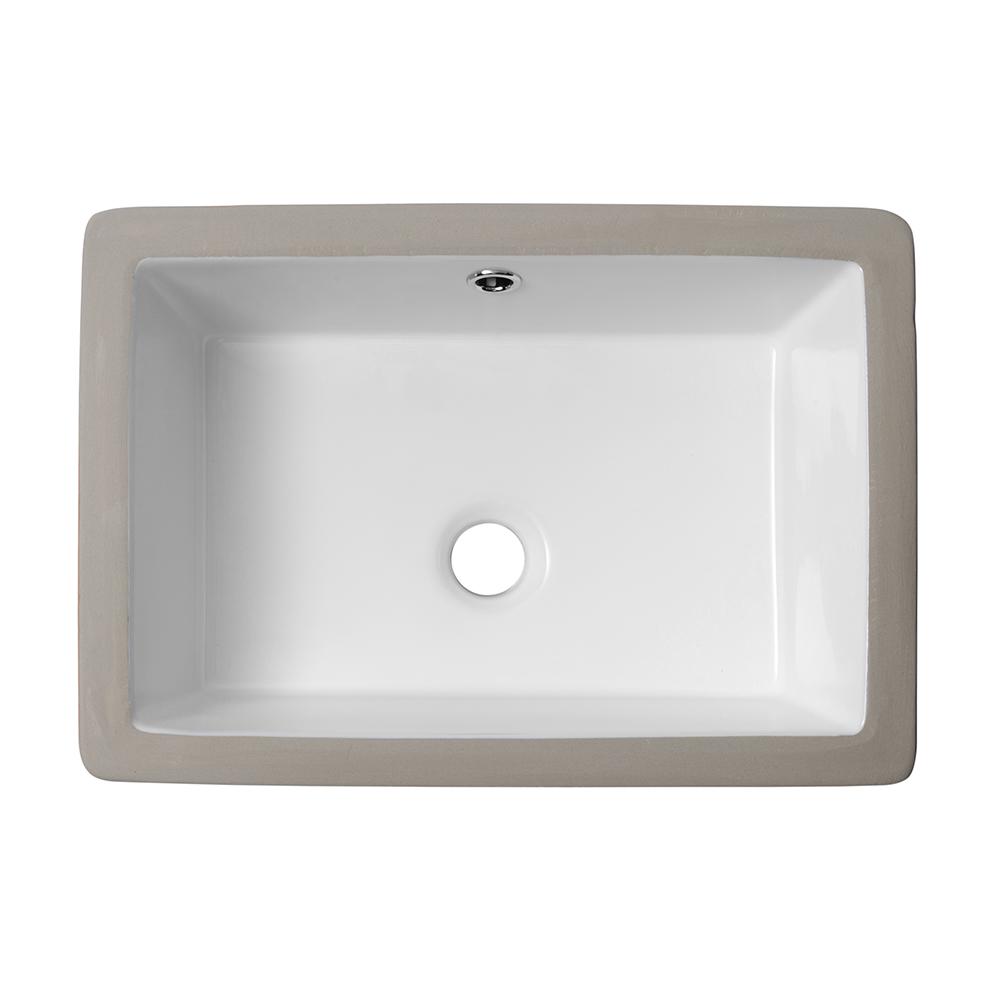 LORDEAR 18 in. Undermount Bathroom Vessel Sink Modern Rectangle Porcelain Ceramic Lavatory Vanity Bathroom Sink in Pure White
