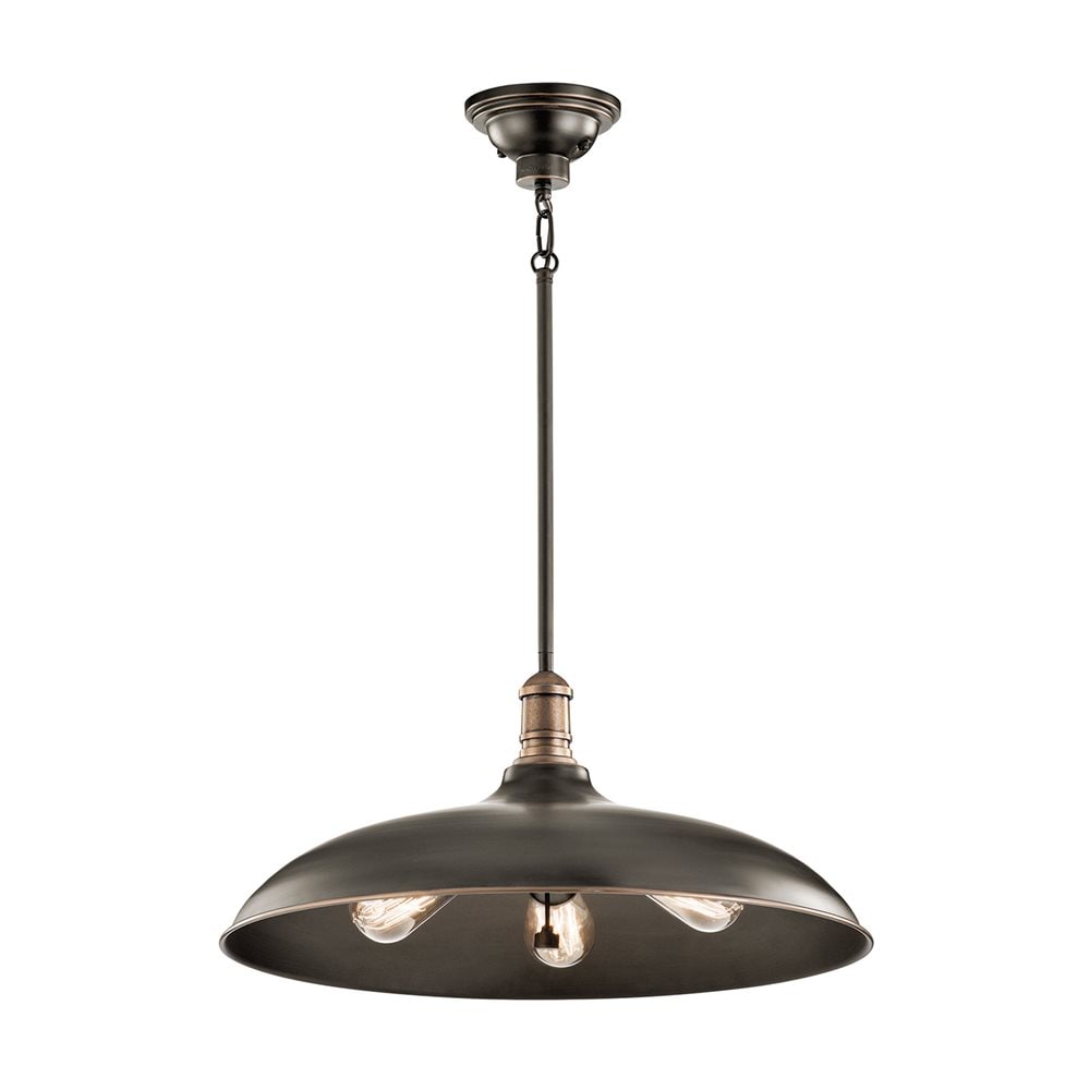 Kichler Cobson 3-Light Olde Bronze Traditional Bowl Medium Hanging Pendant Light