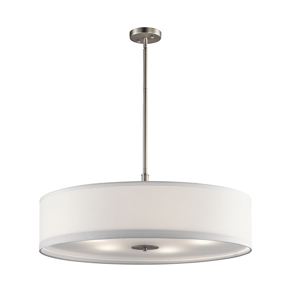Kichler 5-Light Brushed Nickel Modern/Contemporary Etched Glass Drum Medium Hanging Pendant Light