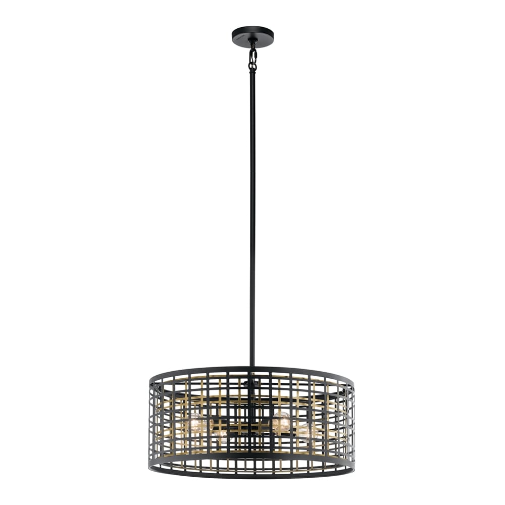 Kichler Aldergate 4-Light Black/Gold Modern/Contemporary Drum Large Hanging Pendant Light