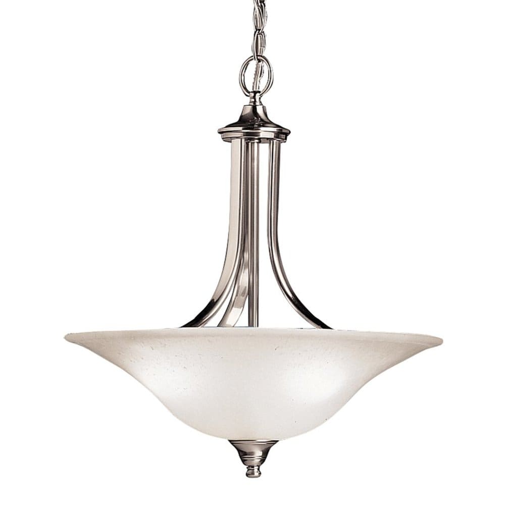 Kichler Dover 3-Light Brushed Nickel Transitional Seeded Glass Bowl Medium Hanging Single