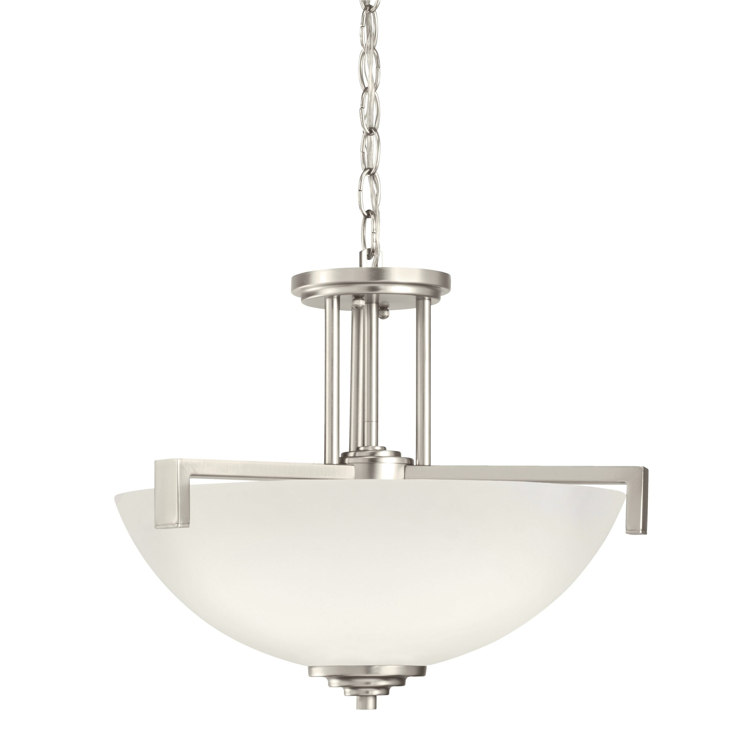 Kichler Eileen 3-Light Brushed Nickel Modern/Contemporary Etched Glass Bowl Medium Hanging Single
