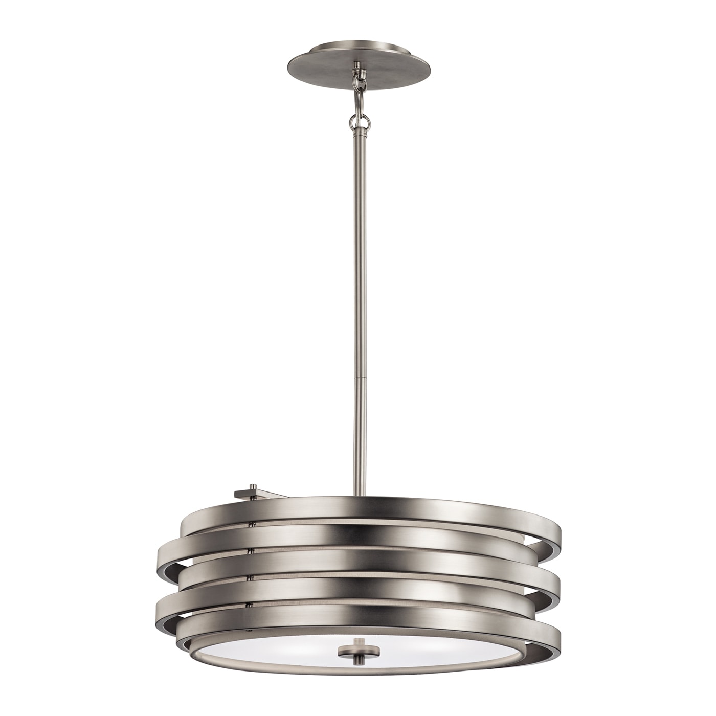 Kichler Roswell 3-Light Brushed Nickel Modern/Contemporary Etched Glass Geometric Medium Hanging Single