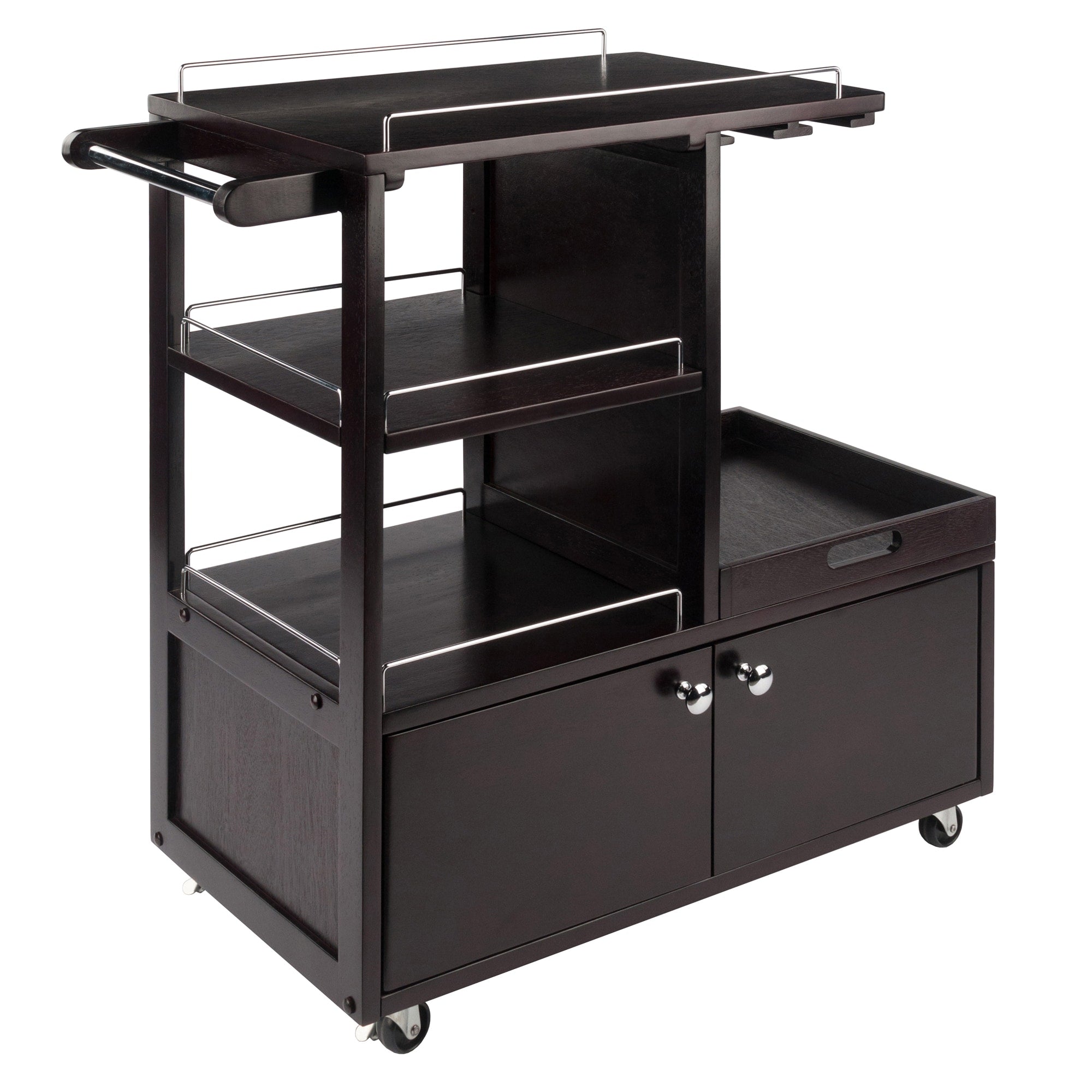 Winsome Wood Brown Composite Base with Composite Wood Top Rolling Kitchen Cart (16.77-in x 34.25-in x 34.37-in)