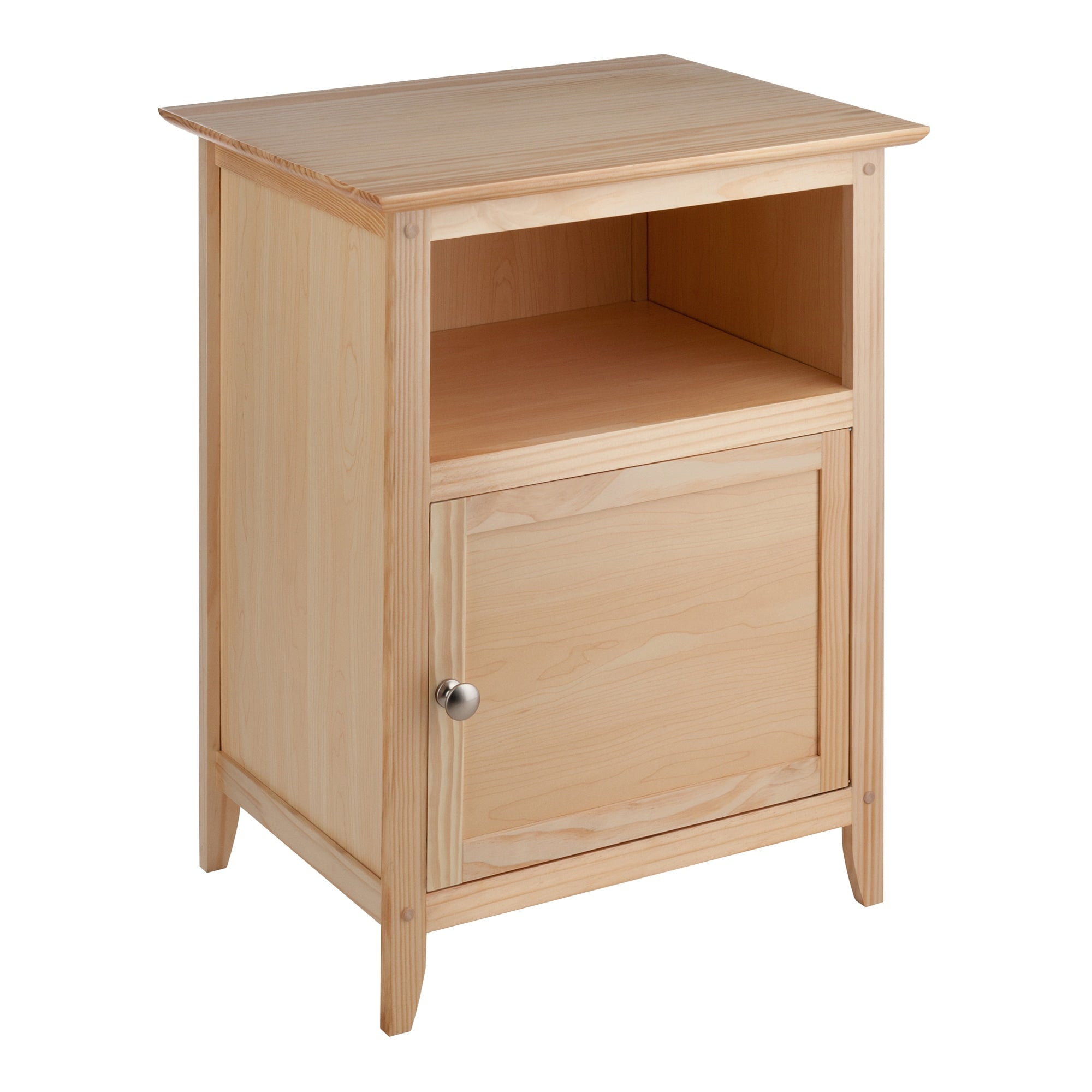 Winsome Wood Henry Natural Wood Nightstand with Open Storage Compartment and Cabinet Storage