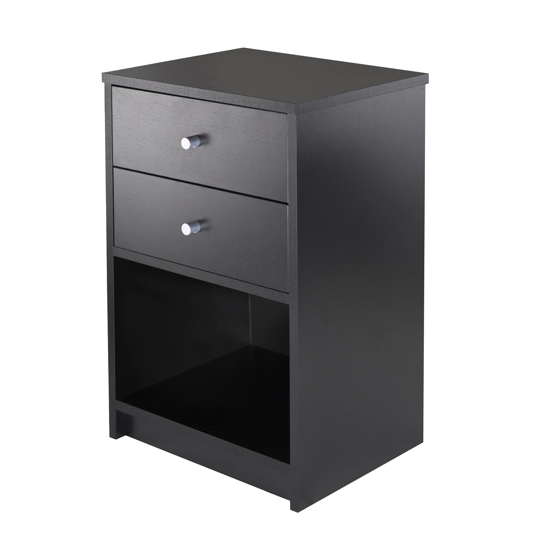 Winsome Wood Ava Black Nightstand with Open Cabinet Storage - Transitional Style Nightstand for Nighttime Essentials