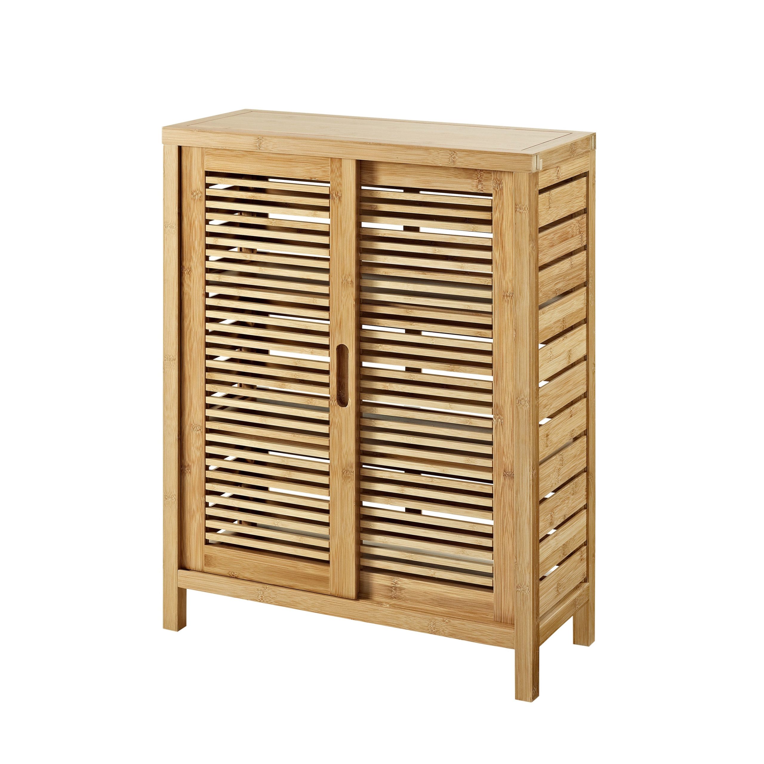 Linon Bracken 26-in x 33-in x 11-in Natural Bamboo Wood Freestanding Linen Cabinet