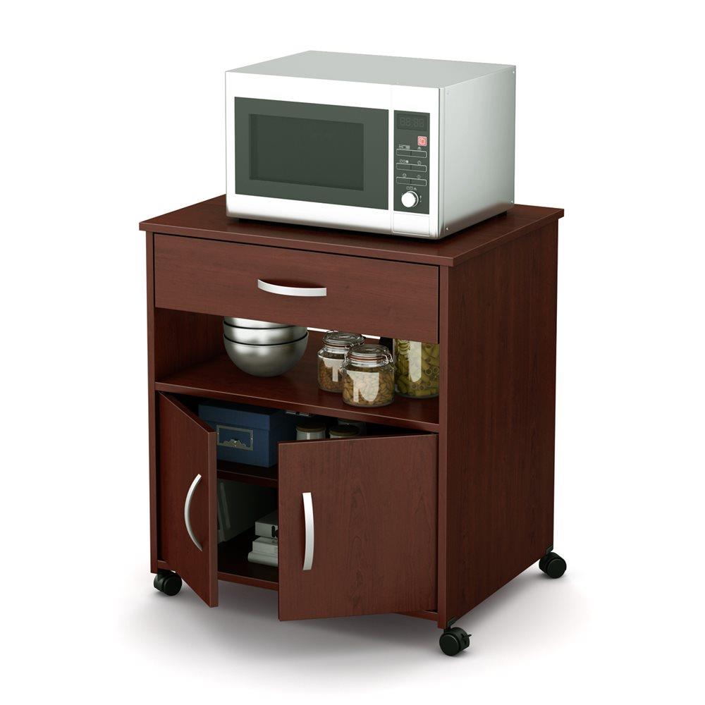 South Shore Furniture Brown Composite Base with Wood Laminate Top Rolling Microwave Cart (19.75-in x 26-in x 27.25-in)