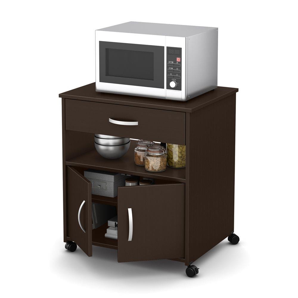 South Shore Furniture Brown Composite Base with Composite Laminate Top Rolling Microwave Cart (19.75-in x 26-in x 27.25-in)