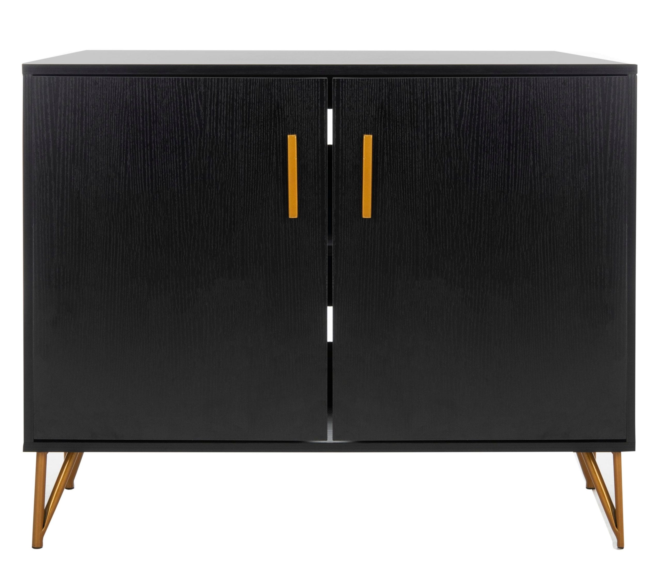 Safavieh Pine Black/Gold Contemporary/Modern Wood Media Cabinet