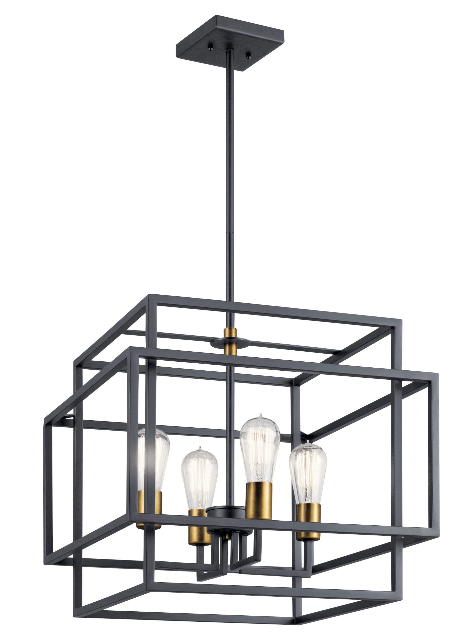 Kichler Taubert 4-Light Black Mid-century Geometric Medium Hanging Pendant Light