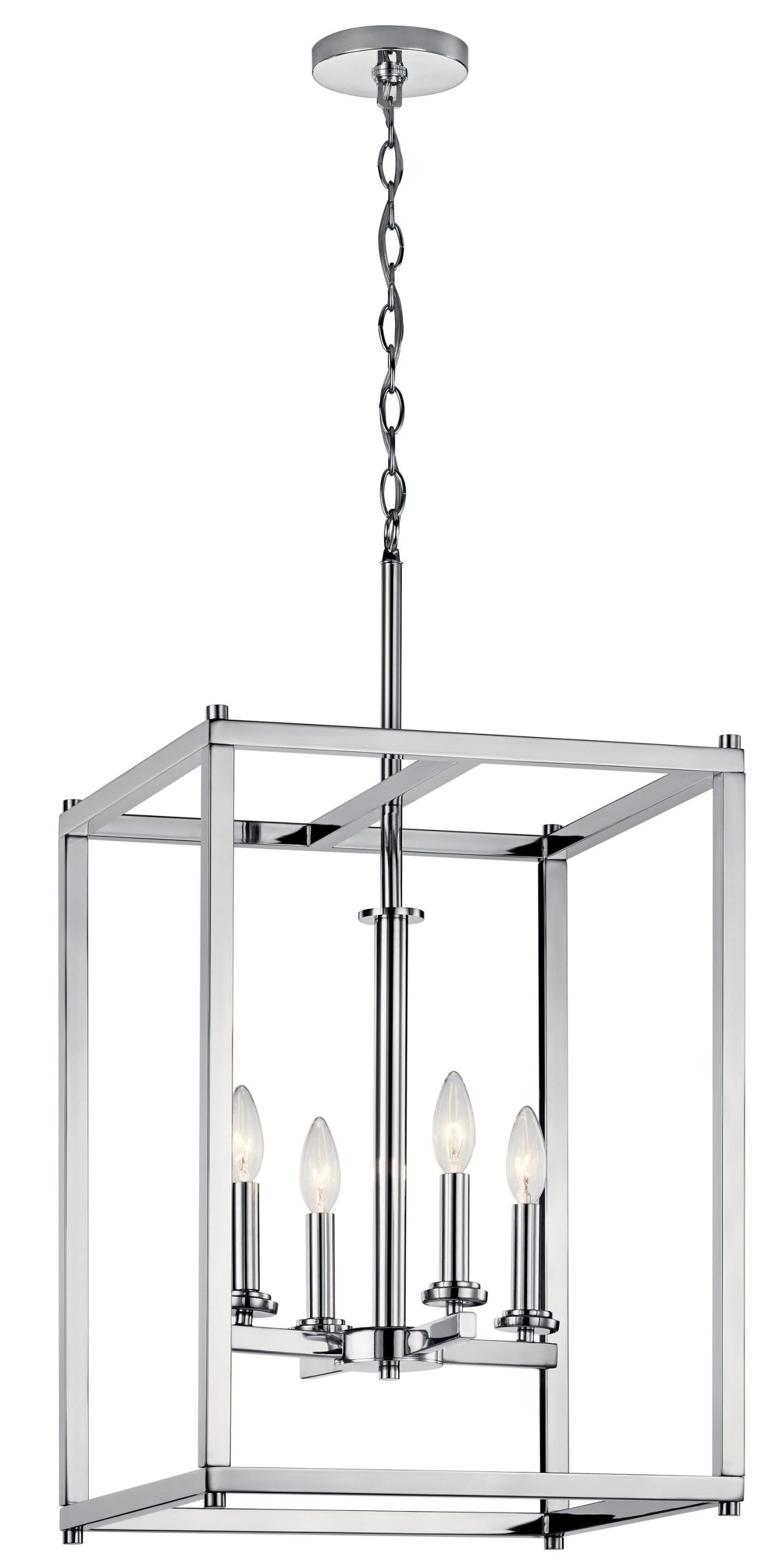 Kichler Crosby 4-Light Chrome Modern/Contemporary Square Large Hanging Pendant Light