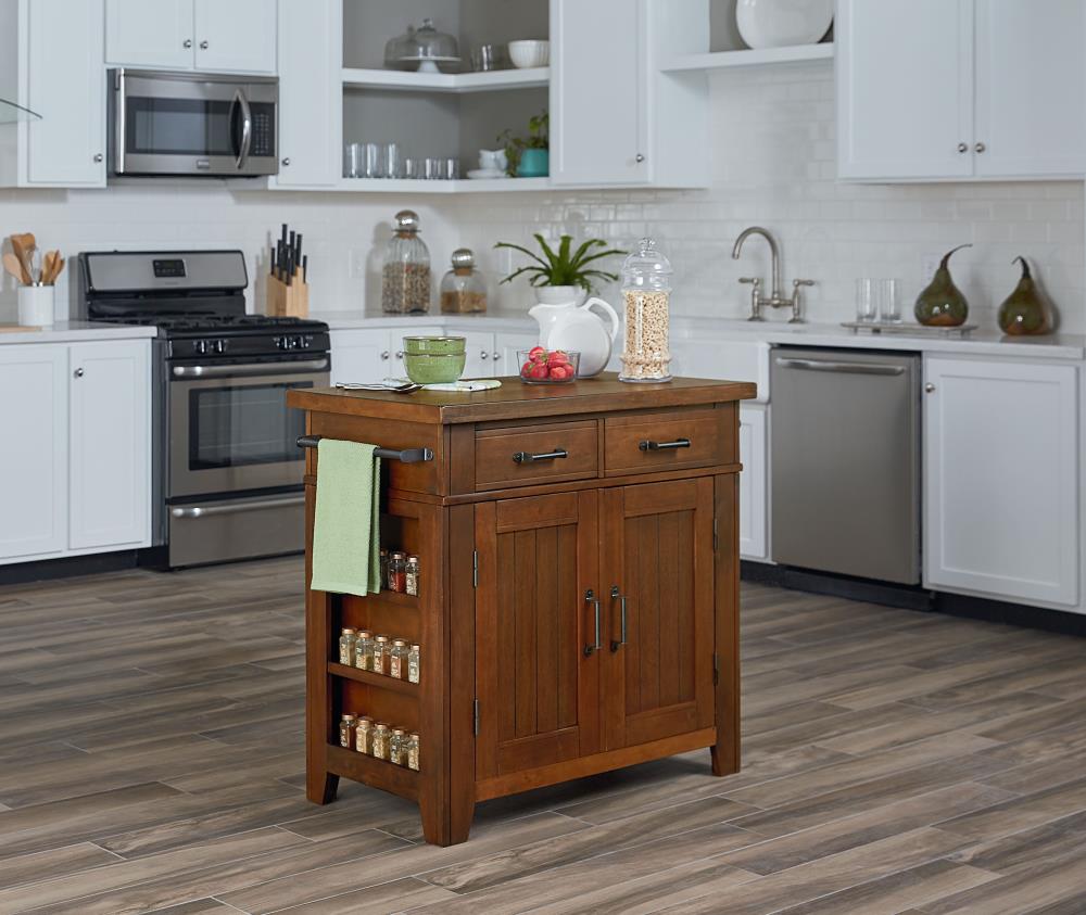 OSP Home Furnishings Brown Wood Base with MDF Wood Top Kitchen Island (39-in x 21-in x 36-in)