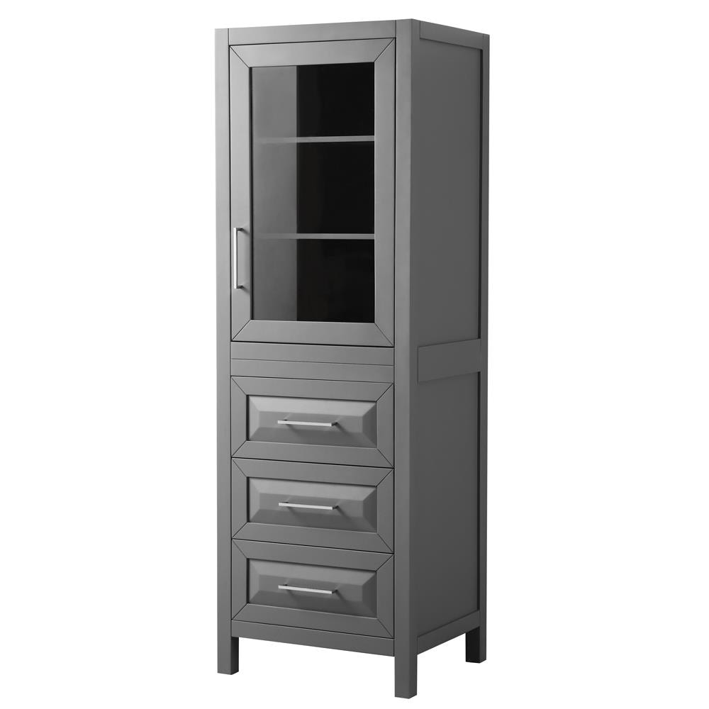 Wyndham Collection Daria 24-in x 71.25-in x 20-in Dark Gray with Polished Chrome Trim Freestanding Soft Close Linen Cabinet