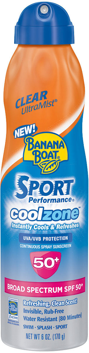 Banana Boat Cool Zone Sport Sunscreen SPF 30 & 50 - Water-Resistant, Fast Absorbing, Broad Spectrum UVA/UVB Sun Protection