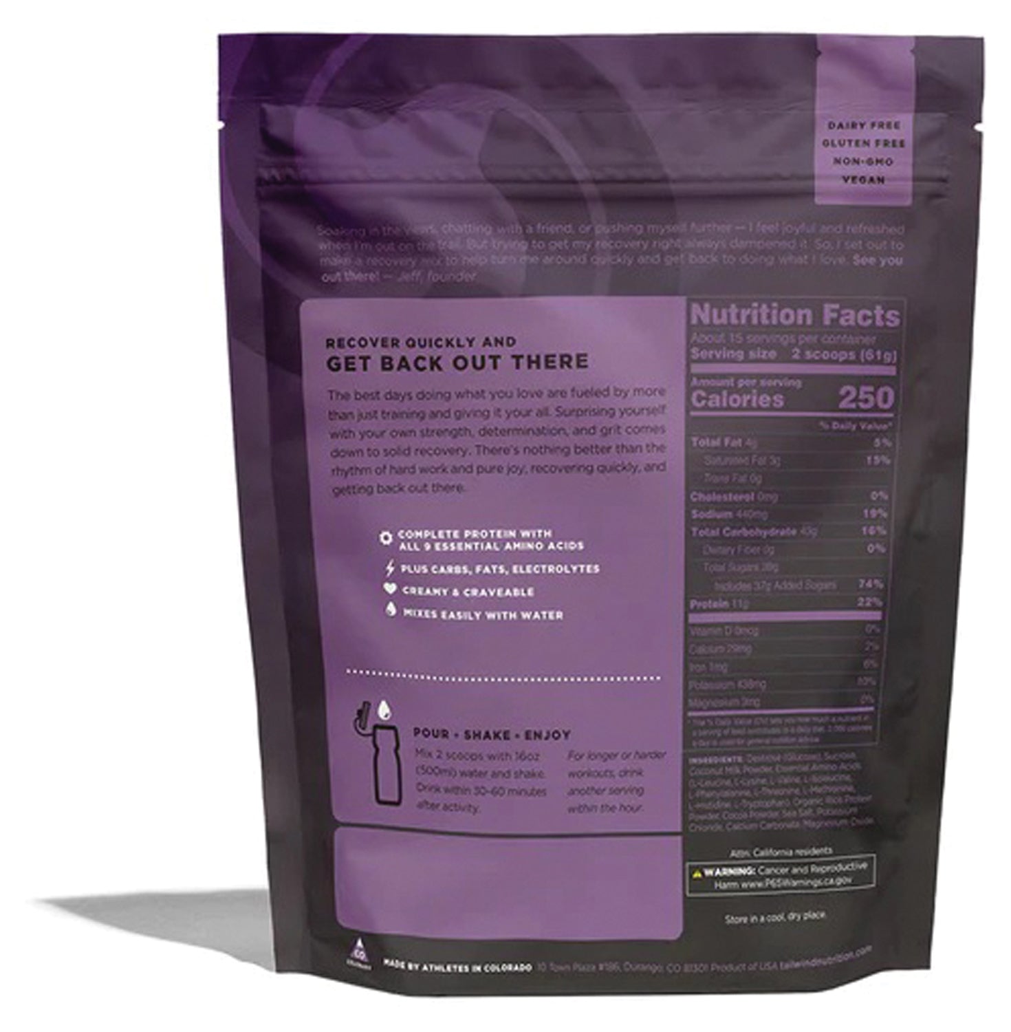 Tailwind Rebuild Recovery Drinks – Vegan, Organic Protein & Electrolytes for Superior Post-Workout Muscle Repair & Energy Replenishment