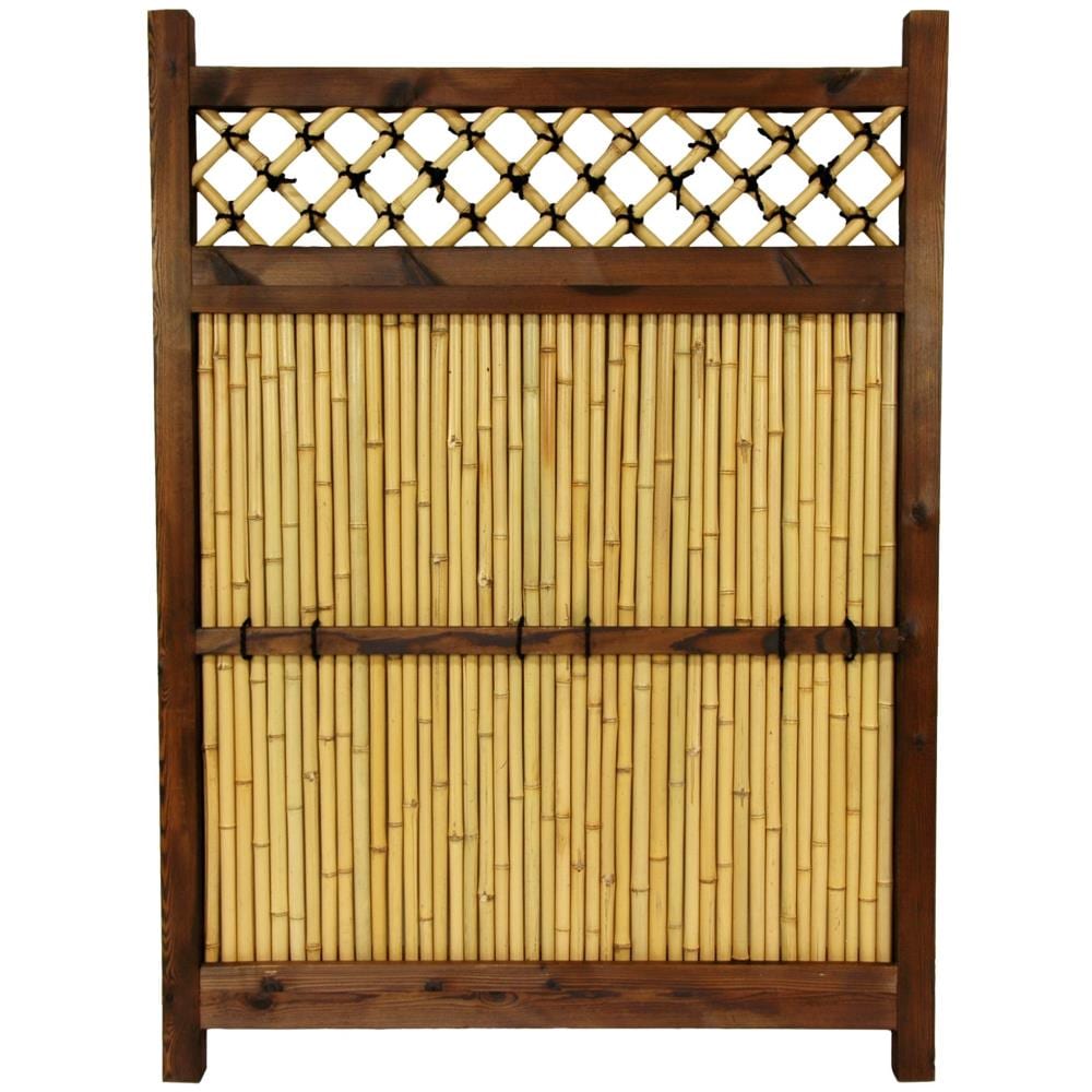 Red Lantern 4-ft x 3-ft Oriental Furniture Bamboo Fence Panel with Criss-Cross Lattice