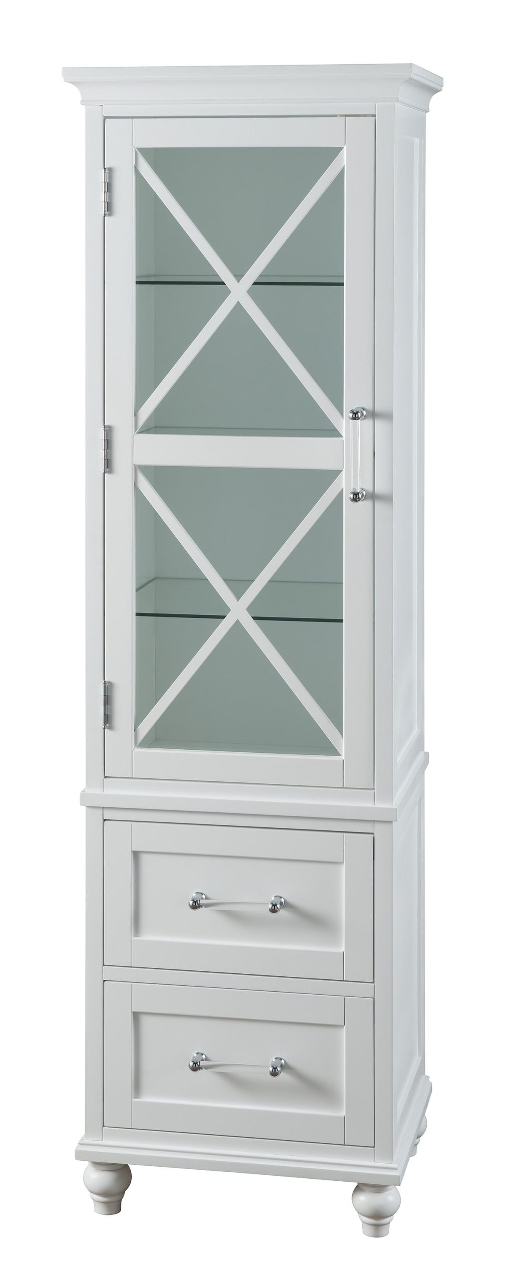 Teamson Home Blue 18-in x 60-in x 14-in White Freestanding Linen Cabinet